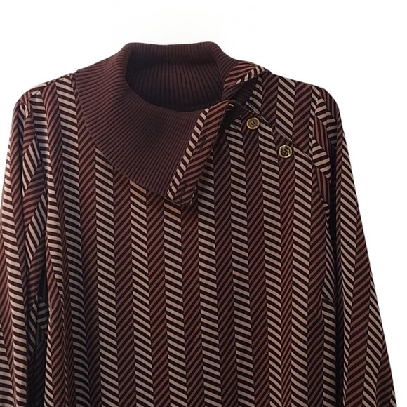 Iman: Long Sleeve Blouse, Size 2X, Brown/Tan - Picture 3 of 7